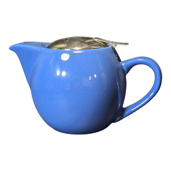 HuesNBrews Blue Ceramic Teapot With Stainless Steel Infuser & Lid 2 Cup - Picture 9 of 13